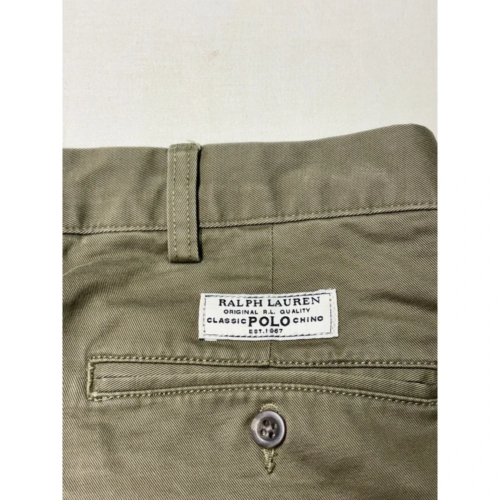 VTG Polo Ralph Lauren Andrew Pant Men 40x30 Olive Green Pleated Cotton Chino